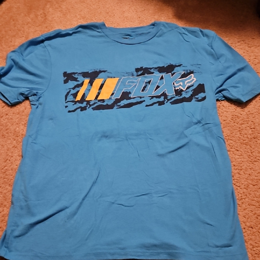 Vintage Fox Vibrant Mens Large Blue Tee with Bold Graphic